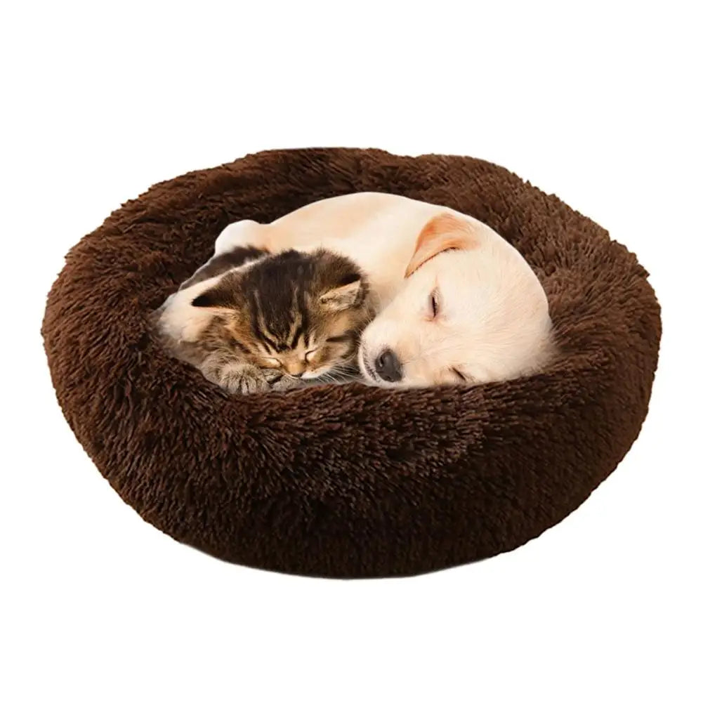 Faux Fur Calming Round Pet Bed — Washable