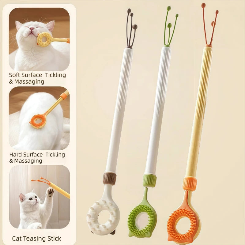 2-in-1 Retractable Cat Teaser & Massage Toy