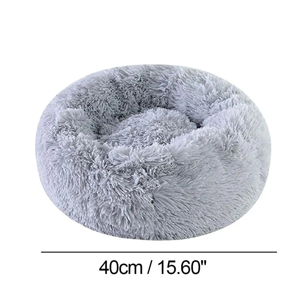 Faux Fur Calming Round Pet Bed — Washable