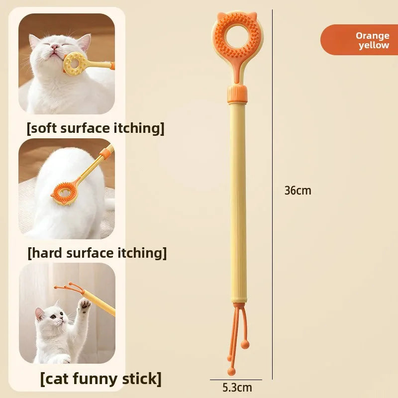 2-in-1 Retractable Cat Teaser & Massage Toy